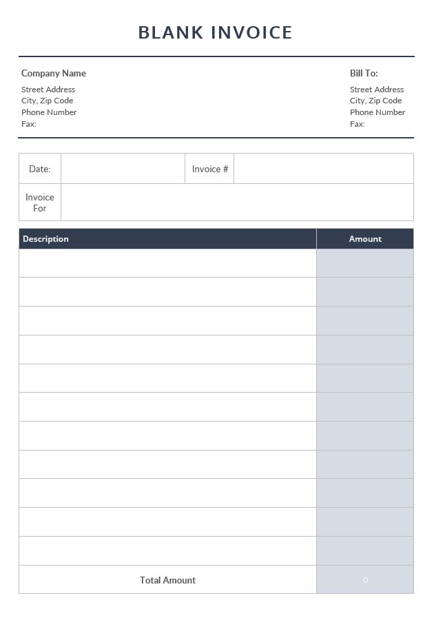 Editable Blank Invoice Template PSD template